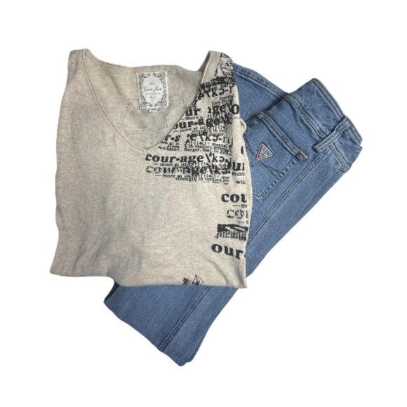 STYLE BUNDLE: GUESS JEANS Women's Top + Jeans, Size S/24 (BB1310B) - Picture 6 of 7